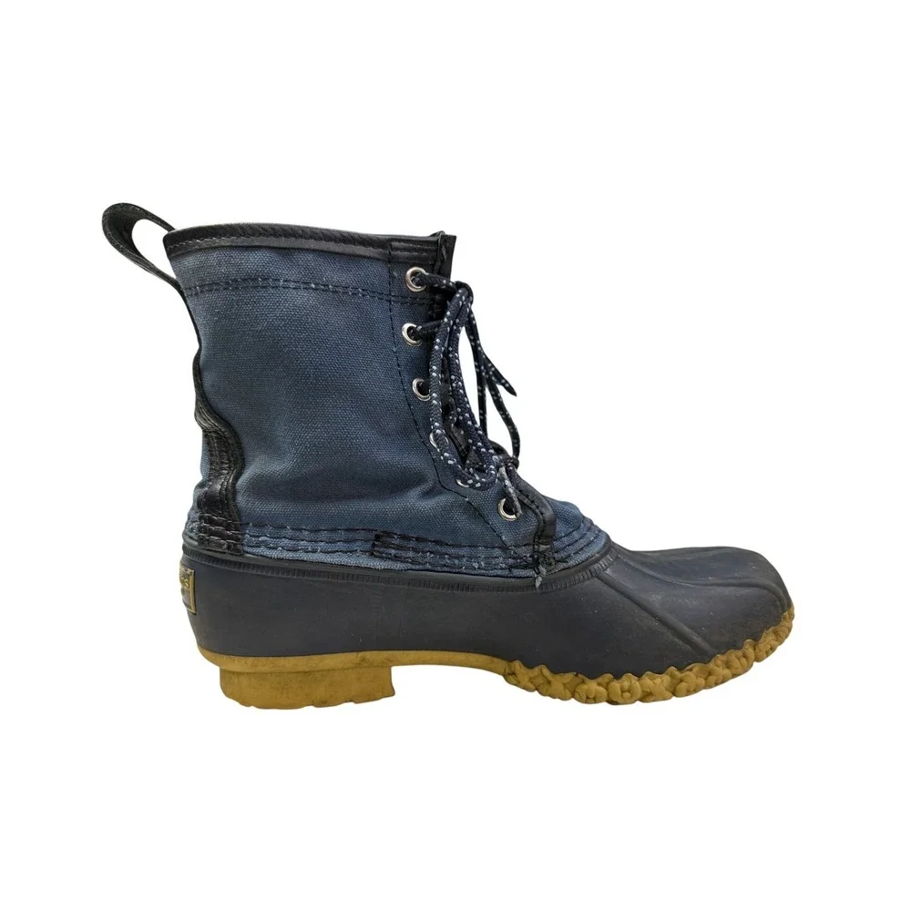 LL Bean Kids 4 M‎ Bean Boots Navy Blue Canvas Duck Boots Made in USA 503020